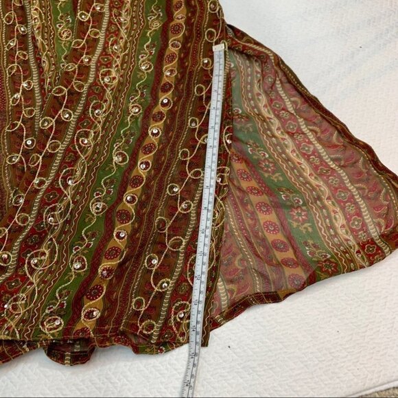 VINTAGE💐V-NECK Beige  Gauze Dress/Swimsuit Coverup L - Picture 9 of 9